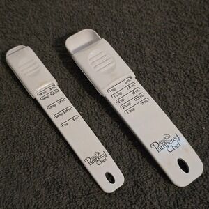The Pampered Chef Adjustable Measuring Spoon Set Small & Large White Plastic 2pc
